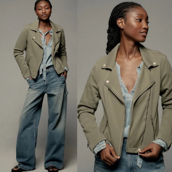 Anthropologie Jackets & Blazers - BOGO! Anthropologie The Saige Knit Moto Jacket Green Size Small